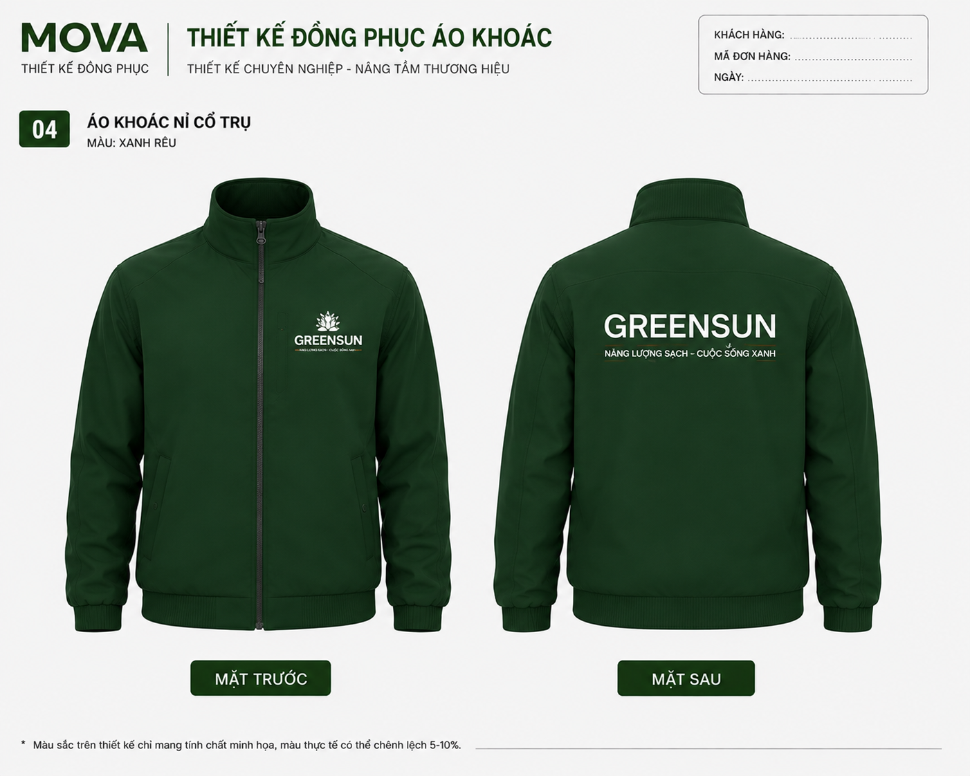 Áo khoác doanh nghiệp GREENSUN