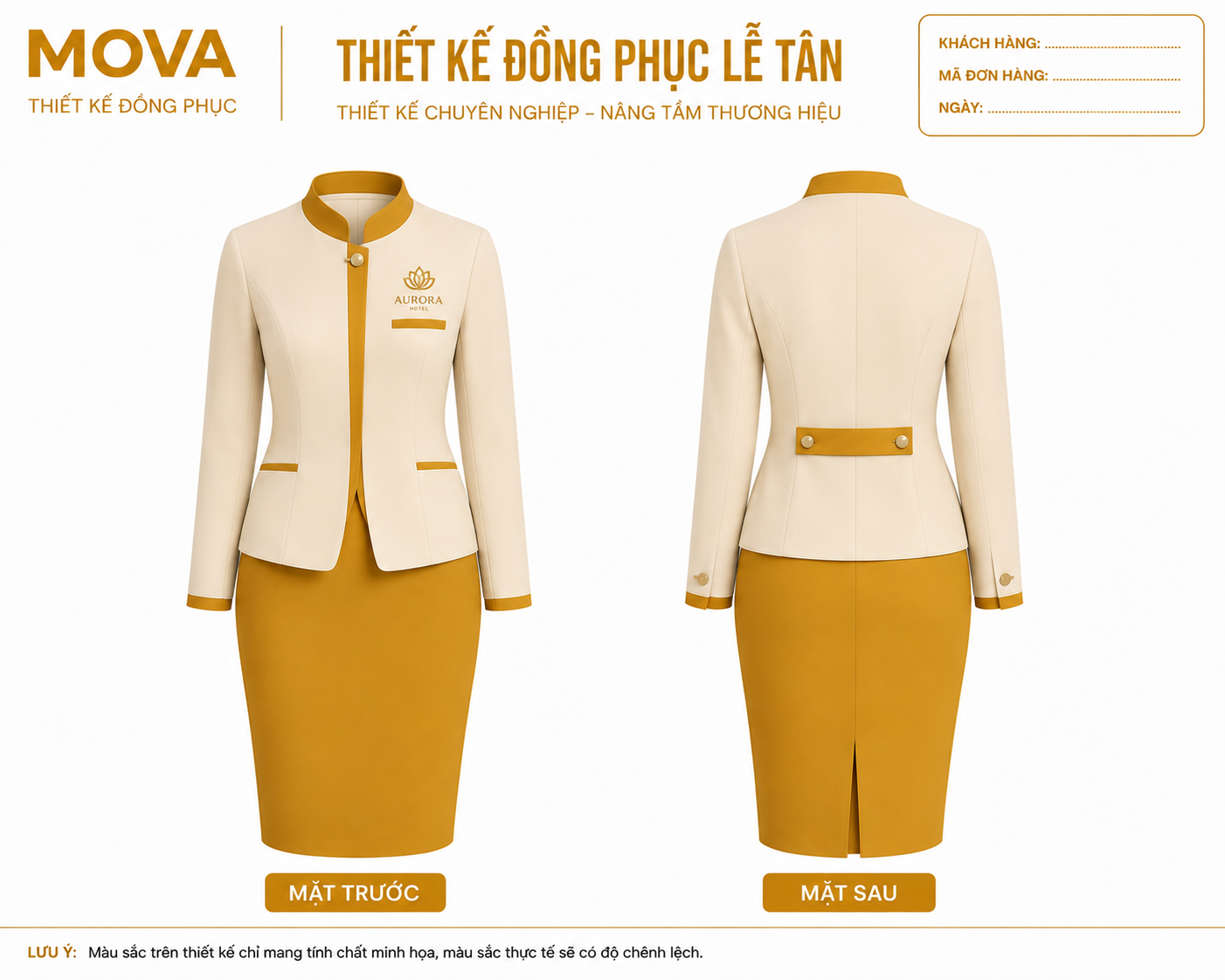 Đồng phục lễ tân Aurora Hotel Vàng