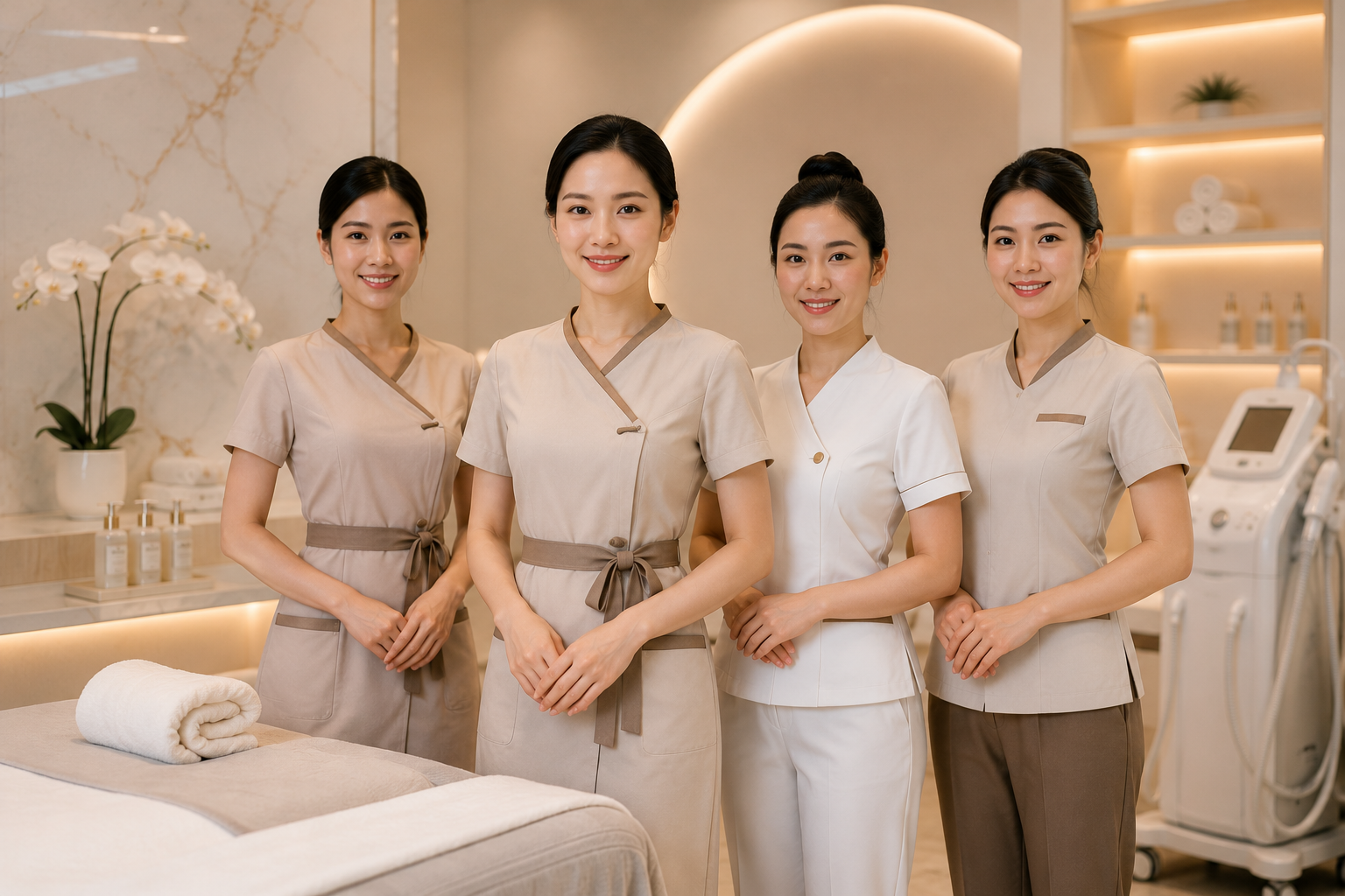 Đồng phục spa thẩm mỹ viện: bí quyết chọn mẫu sang trọng, sạch sẽ và tạo niềm tin cho khách hàng