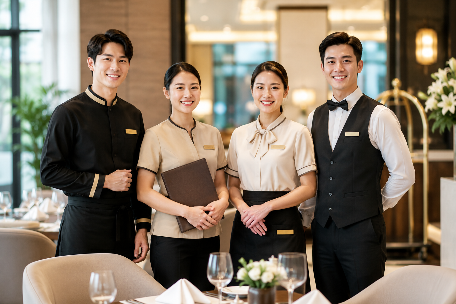 Đồng phục nhà hàng khách sạn: cách chọn thiết kế đẹp, tiện dụng và nâng tầm dịch vụ