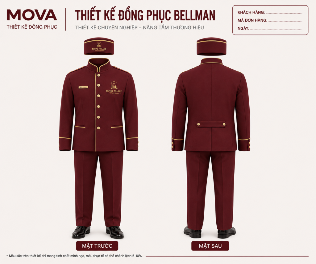 Đồng Phục Bellman Đỏ Đô Royal Palace Hotel & Resort