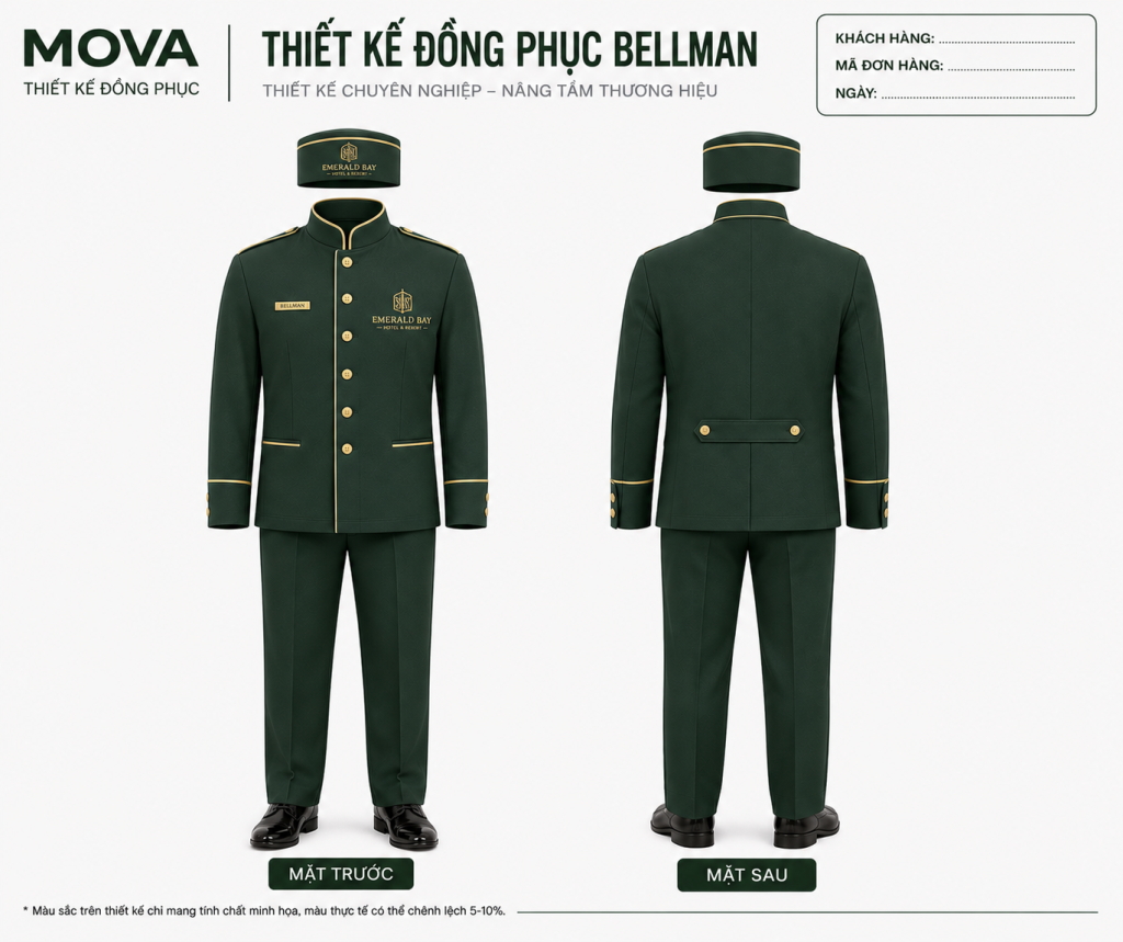 Đồng Phục Bellman Xanh Rêu Emerald Bay Hotel & Resort