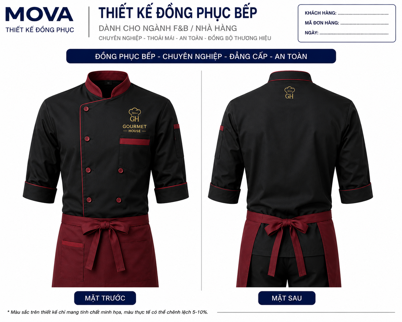 Đồng Phục Bếp Gourmet House Premium