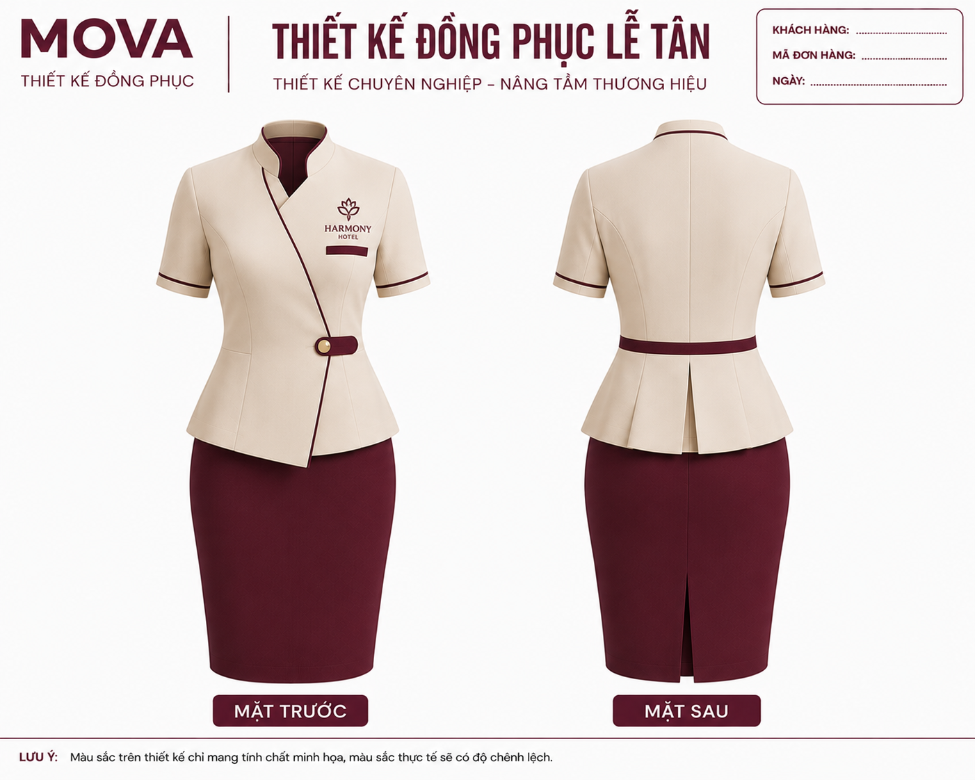 Đồng phục lễ tân Harmony Hotel Burgundy