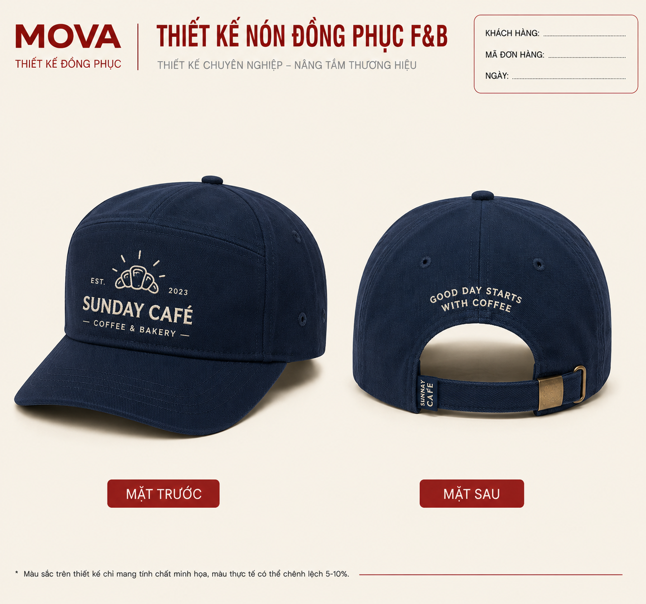 Nón Baseball Navy Sunday Café
