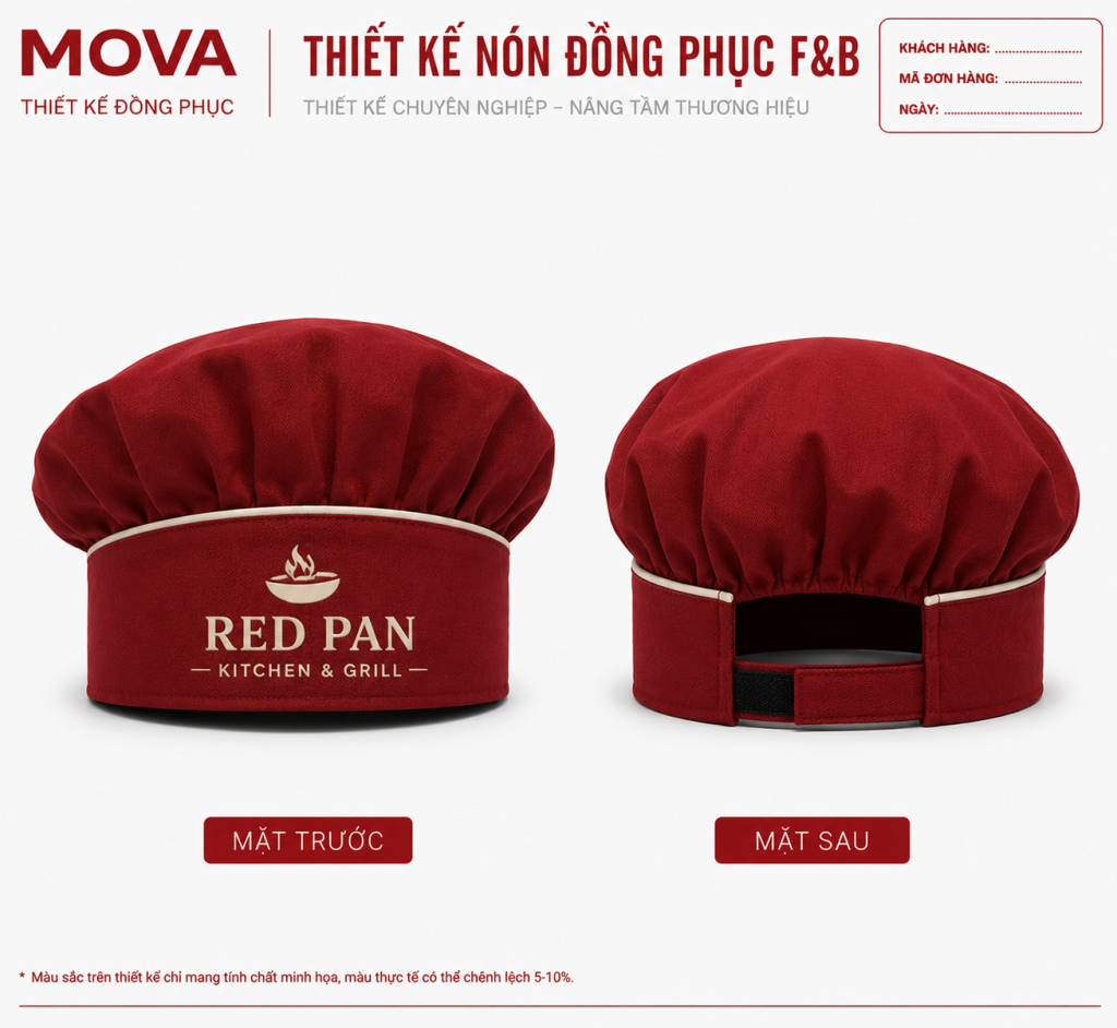 Nón Bếp Viền Đỏ Red Pan Kitchen & Grill