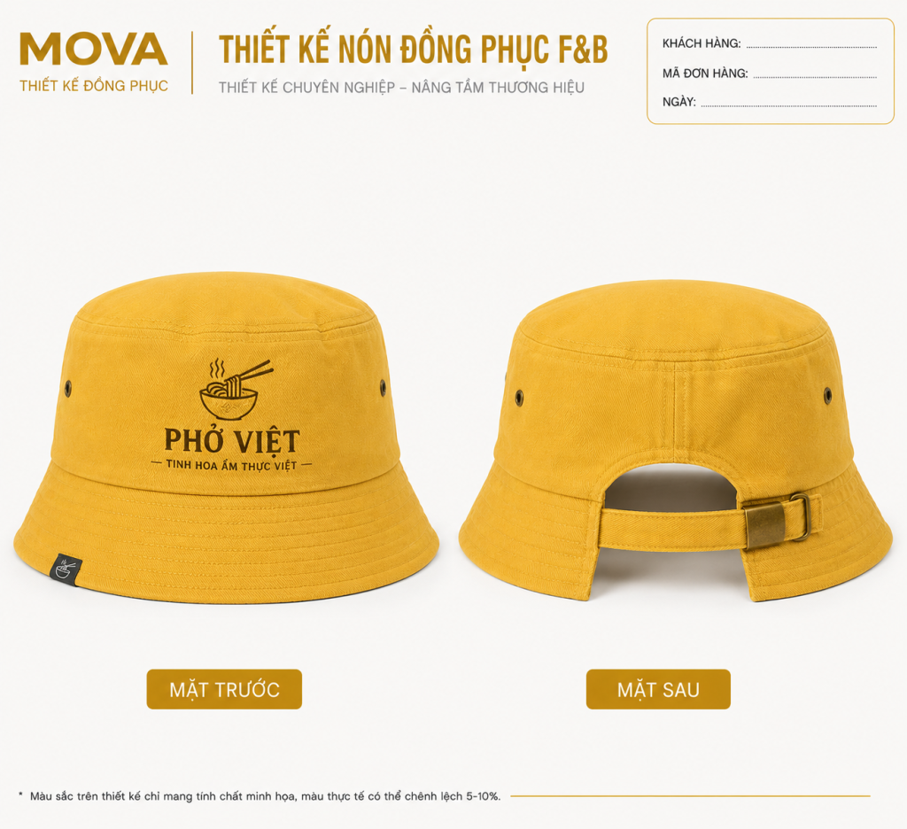 Nón Bucket Vàng Phở Việt