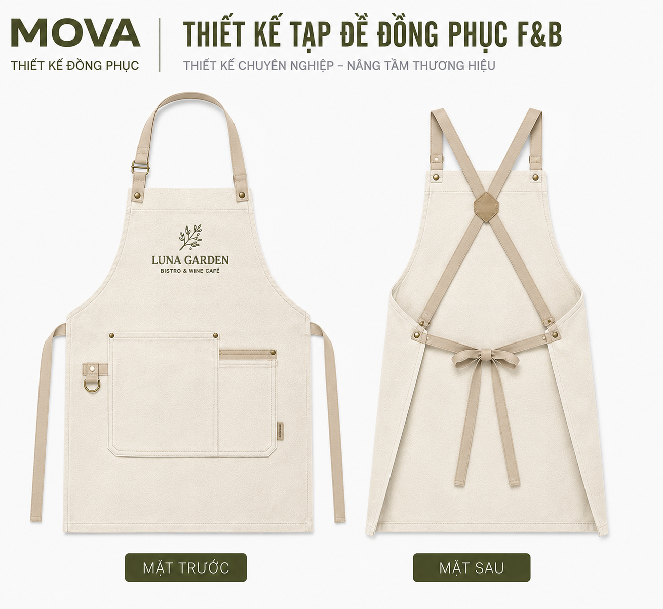 Tạp Dề Đồng Phục Luna Garden Bistro Wine Cafe Kem